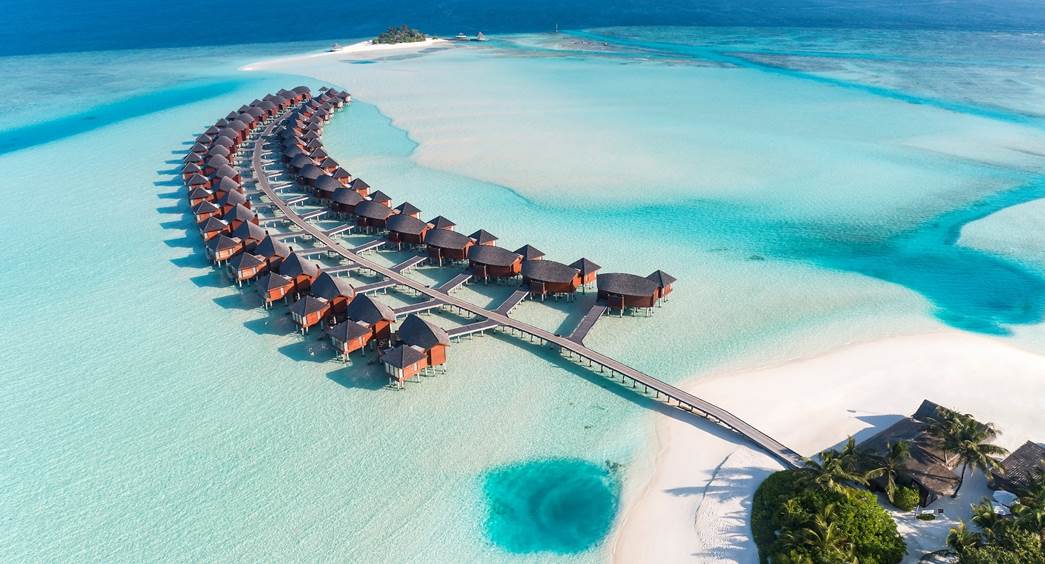 Overwater Villa Ariel View at Anantara Dhigu Maldives