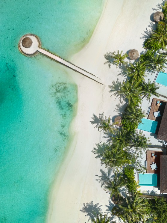 Aerial view of Beach Pool Villas at Anantara Veli Maldives Resort