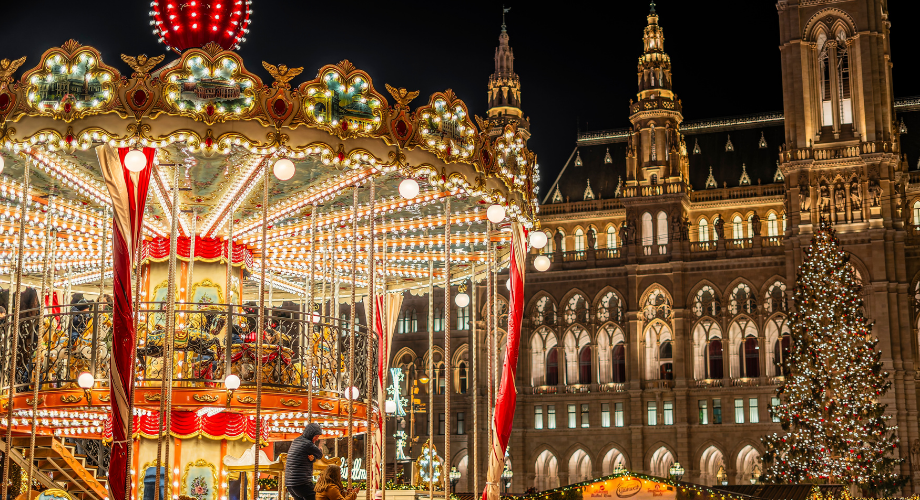 iconic Christkindlmarkt at Rathausplatz in Vienna